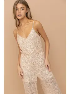 Cream Sequin Jumpsuit