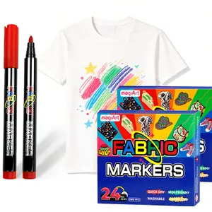 Fabric Markers Permanent For Clothes, 12 or 24 Colors Fabric Pens - Waterproof & Machine Washable, No Bleed Pens for T-Shirt, Canvas Shoes, Bags, Pillowcase, Fine Tip Clothing Markers for Laundry Marker
