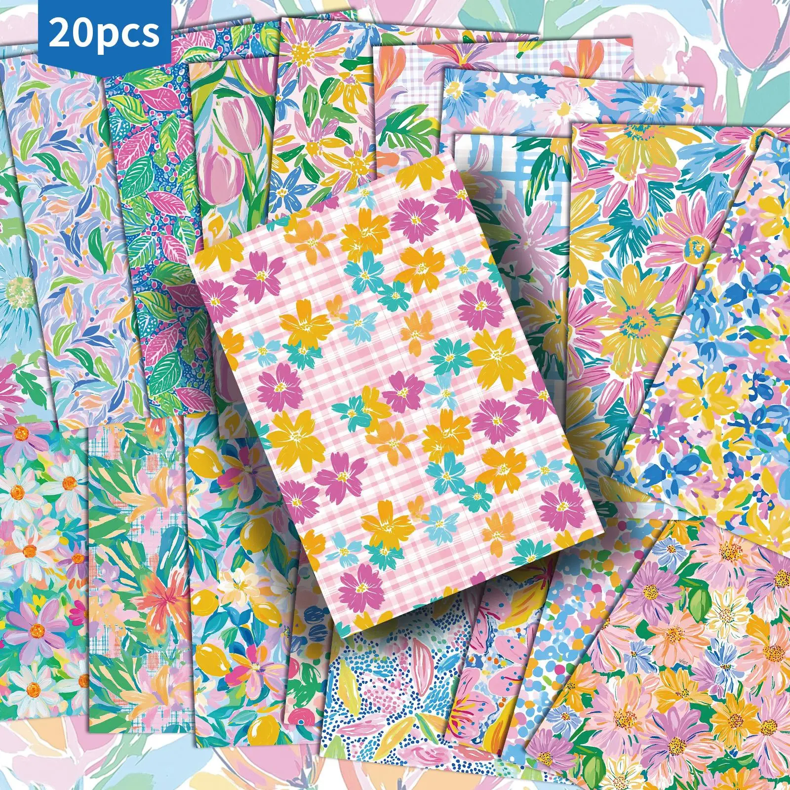 Floral Pattern Postcard, 20pcs/set 4x6 Inch Mermaid Junk Journal Paper, Collectible Artistic Decorative Painting Cards for Scrapbooking & Crafting, Scrapbook Materials, DIY Card Set