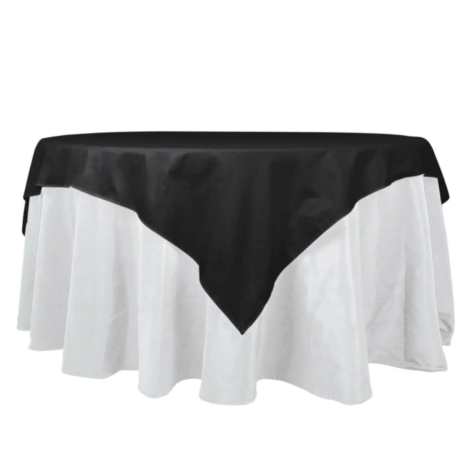 100% Cotton Square Table Overlay - 70"x70" Soft & Breathable Household Kitchen Linen Table Topper, Black
