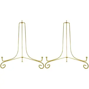 Metal Plate Stands for Display - 10-Inch Adjustable Easel Holders for Large Decorative Plates, Picture Frames, Cookbooks -  (2-Pack)