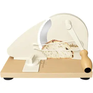 Upgraded Manual Bread Slicer for Homemade Sourdough - Hand Crank Rotary Slicer with 0-0.8? Adjustable Thickness, Stainless Steel Serrated , Non-Slip Suction Cups, and  Alloy Frame