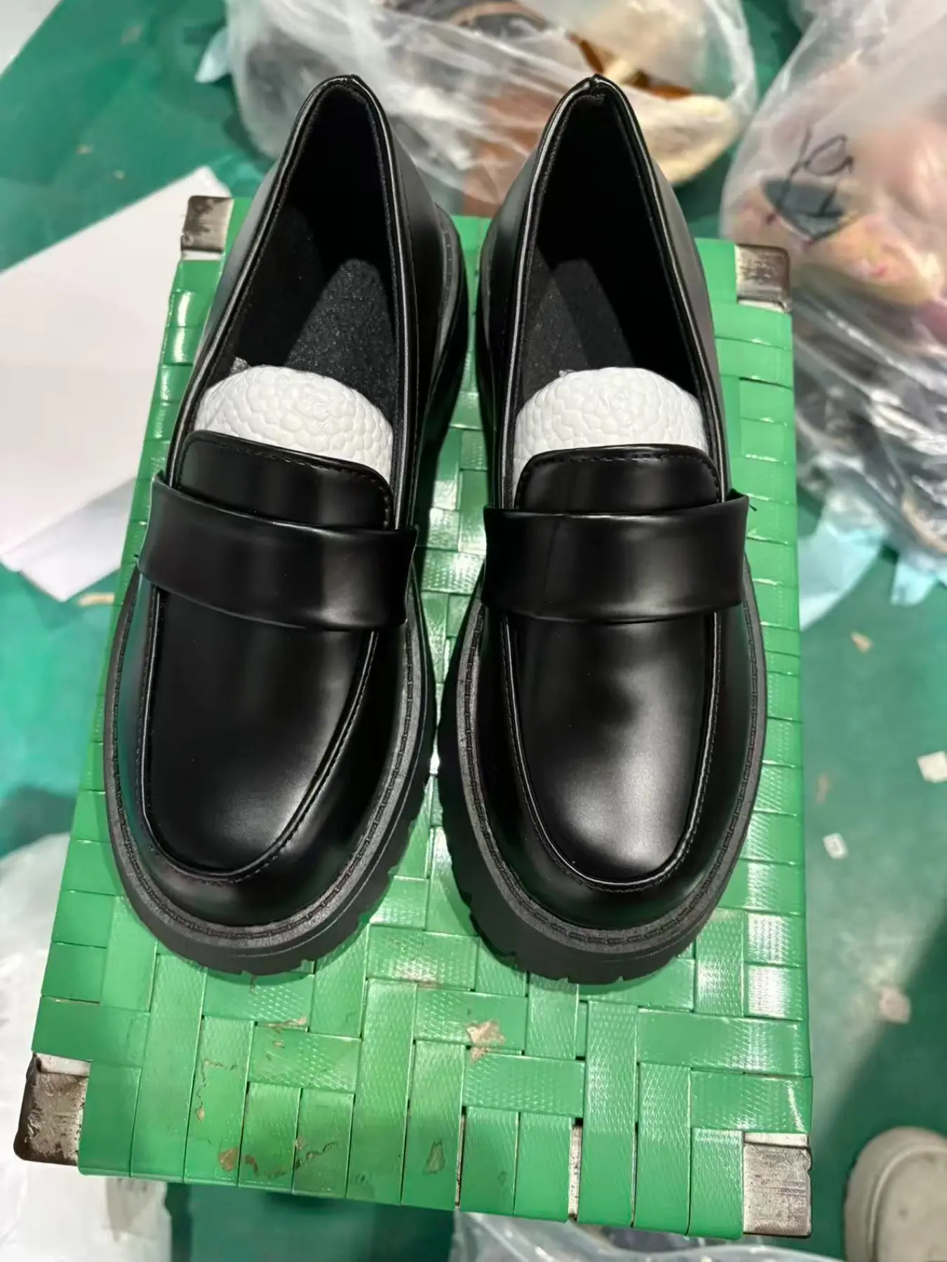 Faux Fur Lined Loafers, Glossy + Chunky Sole, Warm Inner Liner, Height Increase, Retro Cool, Fall & Winter Casual Shoes