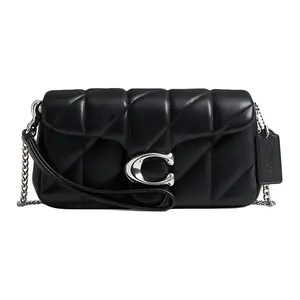 Coach TabbyChain 19 Handbag with Dual Compartments, Lambskin, Small Crossbody Clutch for Women, Black