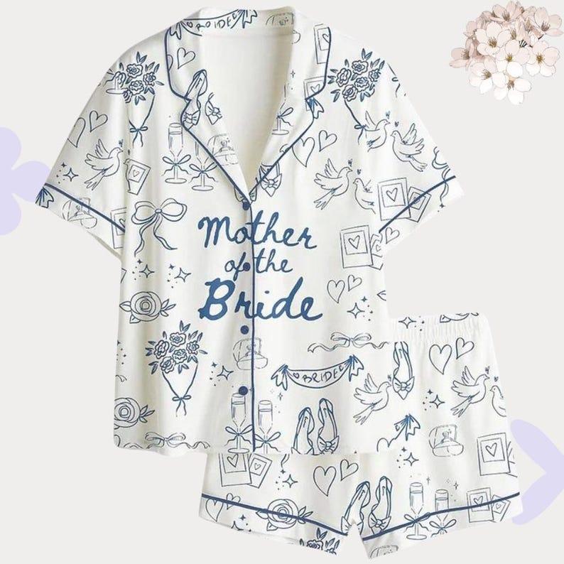 Mother of the Bride Blue Toile Pajama Set – Bridal Party Gift PJs