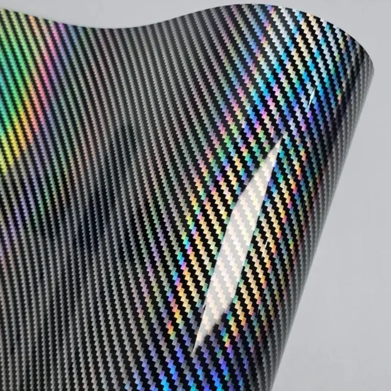 Premium Silver Laser Holographic Carbon Fiber Vinyl Wrap Film With Air ...