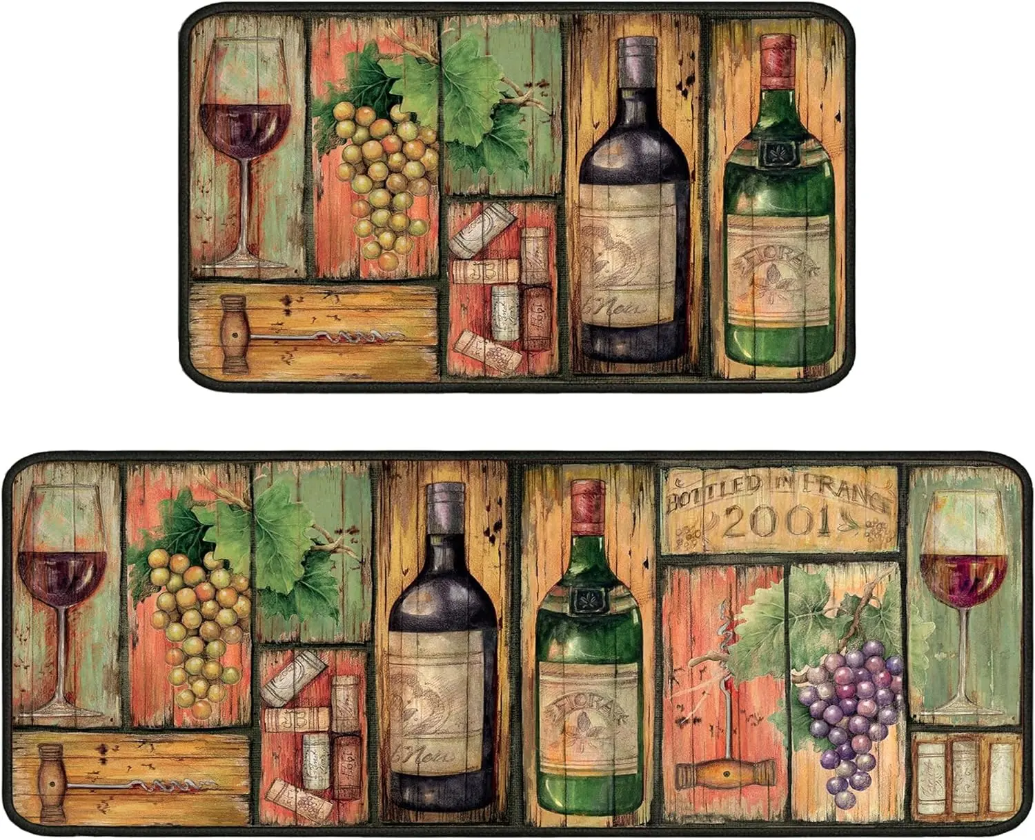 Kitchen Rugs 2 count Set for Floor Mat, Non Skid Washable Absorbent Microfiber  Kitchen Mat for in Front of Sink for Standing for   Kitchen Decor 17"X30"+17"X47"