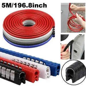 16.5ft U-Shape Car Door Edge Guard Molding Trim Rubber Edge Strip Seal Protector Build in Metal Sheet
