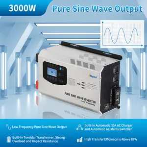 Low Frequency 3000W DC 12V Pure Sine Wave Power Inverter with AC Charger ，Solar Charge Safety Emergency Garage Toroidal Transformer Battery  Low Frequency High Efficiency Overload Protection