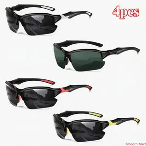 4Pack Polarized Sports Sunglasses for Men, UV Protection Half Frame Sunglasses Comfortable for Running Cycling Driving