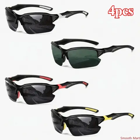 4Pack Polarized Sports Sunglasses for Men, UV Protection Half Frame Sunglasses Comfortable for Running Cycling Driving