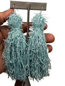Light Blue Fringe Earrings