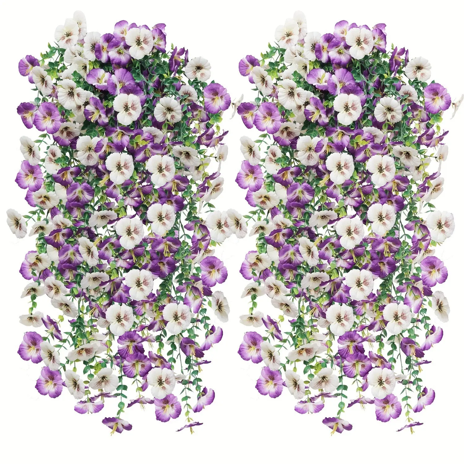 6pcs of hanging simulated tricolor violet flowers, anti UV artificial flowers, Faux flower garland, Artificial Decorative Flowers, suitable for outdoor gardens, porch and balcony decoration, indoor home decoration, wedding decoration, all seasons