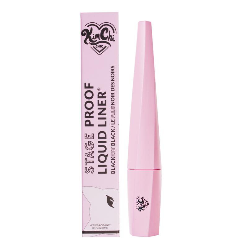 KimChi Chic Beauty Stage Proof Liquid Liner, Waterproof Black Eyeliner with Felt Tip Brush, Long-Lasting Formula, 0.1 fl oz (3ml)