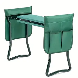 Foldable Garden Kneeler & Seat, Heavy-Duty Steel, Comfort EVA Foam -  Tool Pouches, Apron, Ideal for Gardening & Fishing, Green