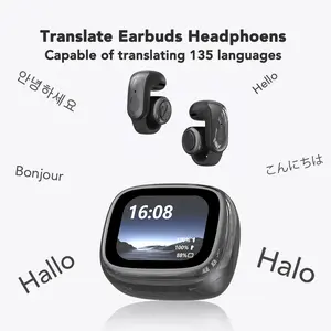 XF28 Clip-on Open Ear Translation Wireless Earbuds With APP, Wireless Headphones With Audio-Visual Future Touch Screen, Waterproof Sports Electronic Earphones with Long Endurance, BT 6.0 Immersive Audio Multifunctional Earbuds for Sports Running Working