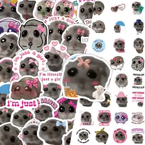 60pcs of Cute Cartoon Sad Hamster Stickers, Car Decals, Bumper Sticker, Universal Car Sticker in English, Suitable for Scrapbooks, Diaries, Laptops, Water Bottles, Cars, Etc. A Gift with A Positive Message Based on Faith.