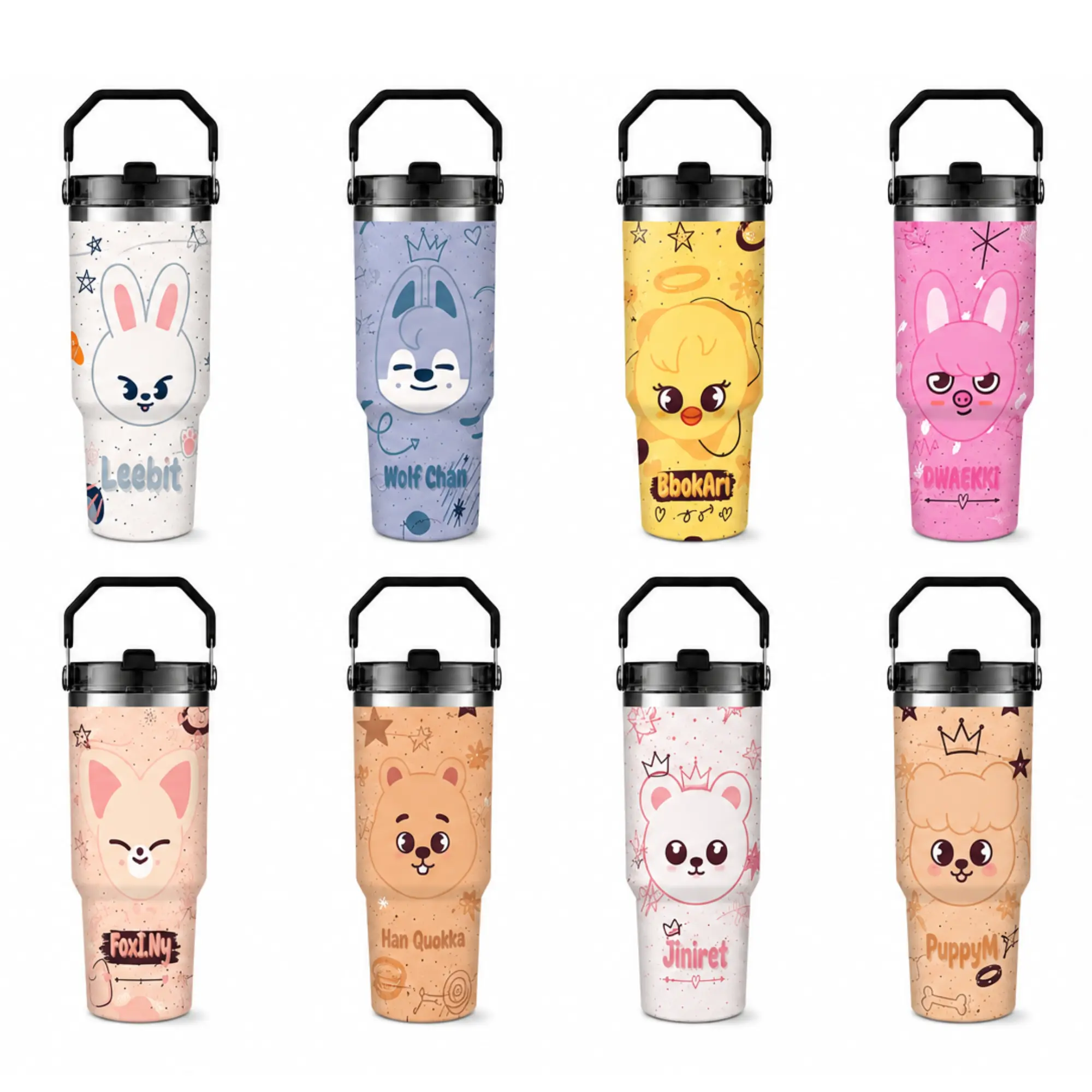 30oz Carry Tumbler  $KZ Tumbler, Inspired Travel Cup, Skz Animal Straw Tumbler, Cute Kpop Fan Gift, Kawaii Idol Cup for Stay Fans