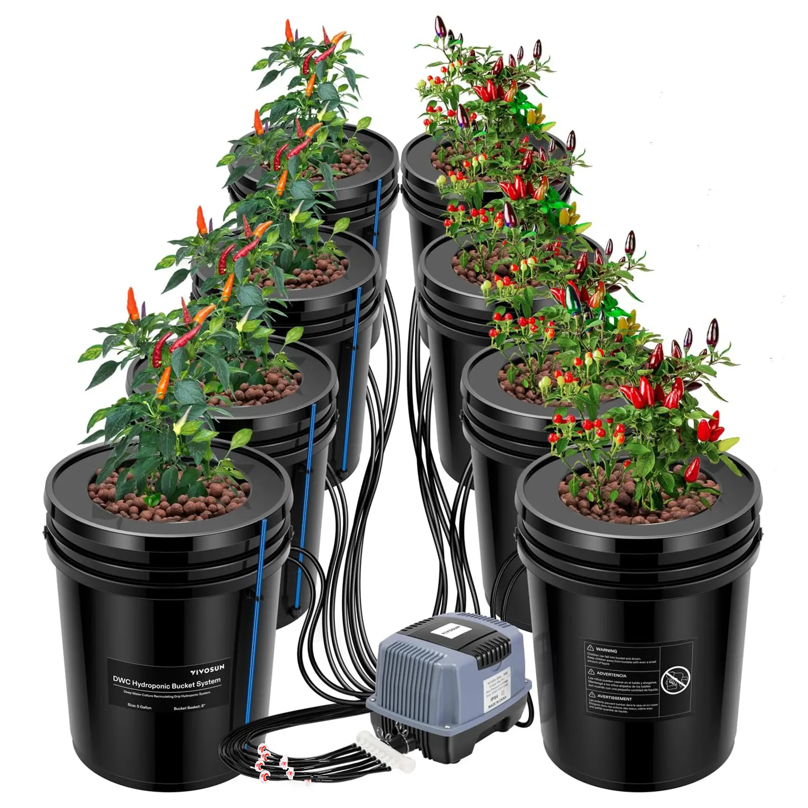 8 Buckets + Top Drip Kit