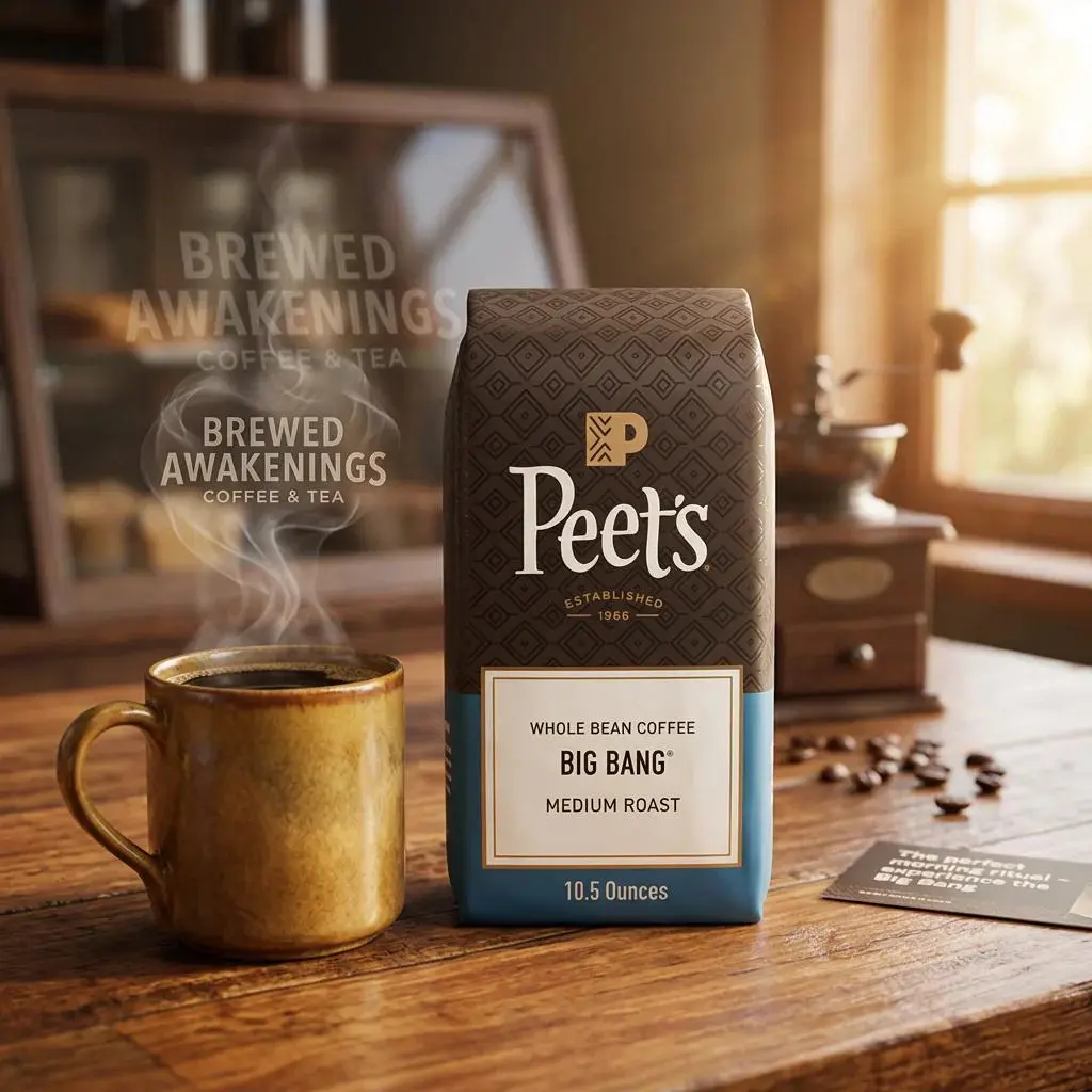 House of Big Bang Medium Roast Whole Bean Coffee - 10.5oz Organic Premium Specialty Coffee, Fruit & Graham Crust Notes, Fruit Tart Undertones, Ideal for French Press Brewing, Chocolate or Milk Pairing
