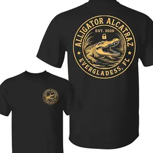 Alligator Alcatraz Florida Everglades Funny T-Shirt, Dark Humor Shirt, Funny Florida Gift, MAGA Shirt, Casual Cotton Top