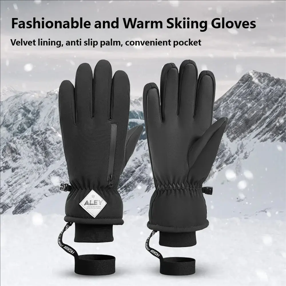 Men's Ski Gloves Windproof Cold-Resistant Non-Slip Waterproof Touchscreen Fleece Lined Outdoor Hiking Cycling Winter Warm Gloves