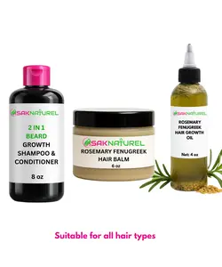 BUNDLE ROSEMARY FENUGREEK Hair Growth oil - Long Hair - Thick Hair - Hair Growth - Ayurverdic Hair growth oil - Rosemary Hair Oil - Hibiscus Hair growth oil - Indian Hair Growth oil - Chebe Hair Growth Oil Organic - Herbal Haircare Moisturizing Peppermint