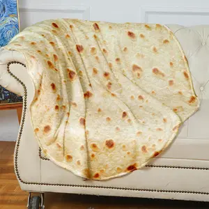 Mexican Burrito Pattern Throw Blanket, Cozy Throw Blanket, Round Soft Warm Nap Blanket, Air-conditioned Room Blanket, Warm Nap Blanket for Home Office Travel