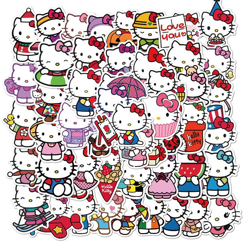 Sanrio Hello Kitty Stickers Collection - 60pcs Cute Posters for Crafting & Decorating - Perfect for Kids & Collectors - Adorable Designs in Various Poses