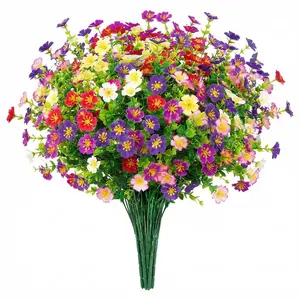 12pcs of Uv-Resistant Artificial Flowers for Outside, Decorative Flowers, Suitable for Outdoor Use, Home, Hotel, Office, Weddings, Parties, Porch Decorations, Courtyards, Photography, Outdoor Garden Arrangements