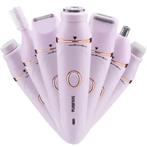 7 in 1 Electric Hair Removal Tool, Waterproof Body Hair Trimmer, Electric Razor Shaver for Women, USB Rechargeable Women's Grooming Kit, Portable Bikini Trimmer, Cordless Body Shaver