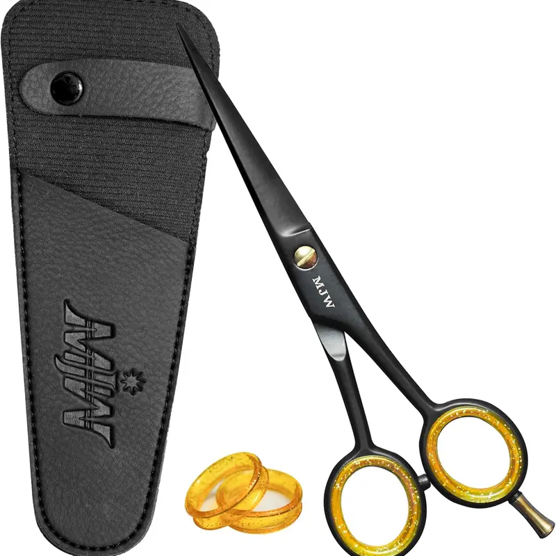 MJW Professional 6.5in Salon Grade Heatless Fast Cutting Multi-Use Hair Scissors, Razor Sharp Stainless Steel Barber Shears - Lightweight Ergonomic Haircare Tool for Adult Trimming (Single Barber Equipment)