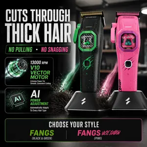 Suprent FANGS Vector Clipper – 13,000 RPM AI Controlled Motor Unique U-Shape Blade- Dual Mode Lever LED Light- Professional Hair Trimmer for Barbers-Gift for man summerwins