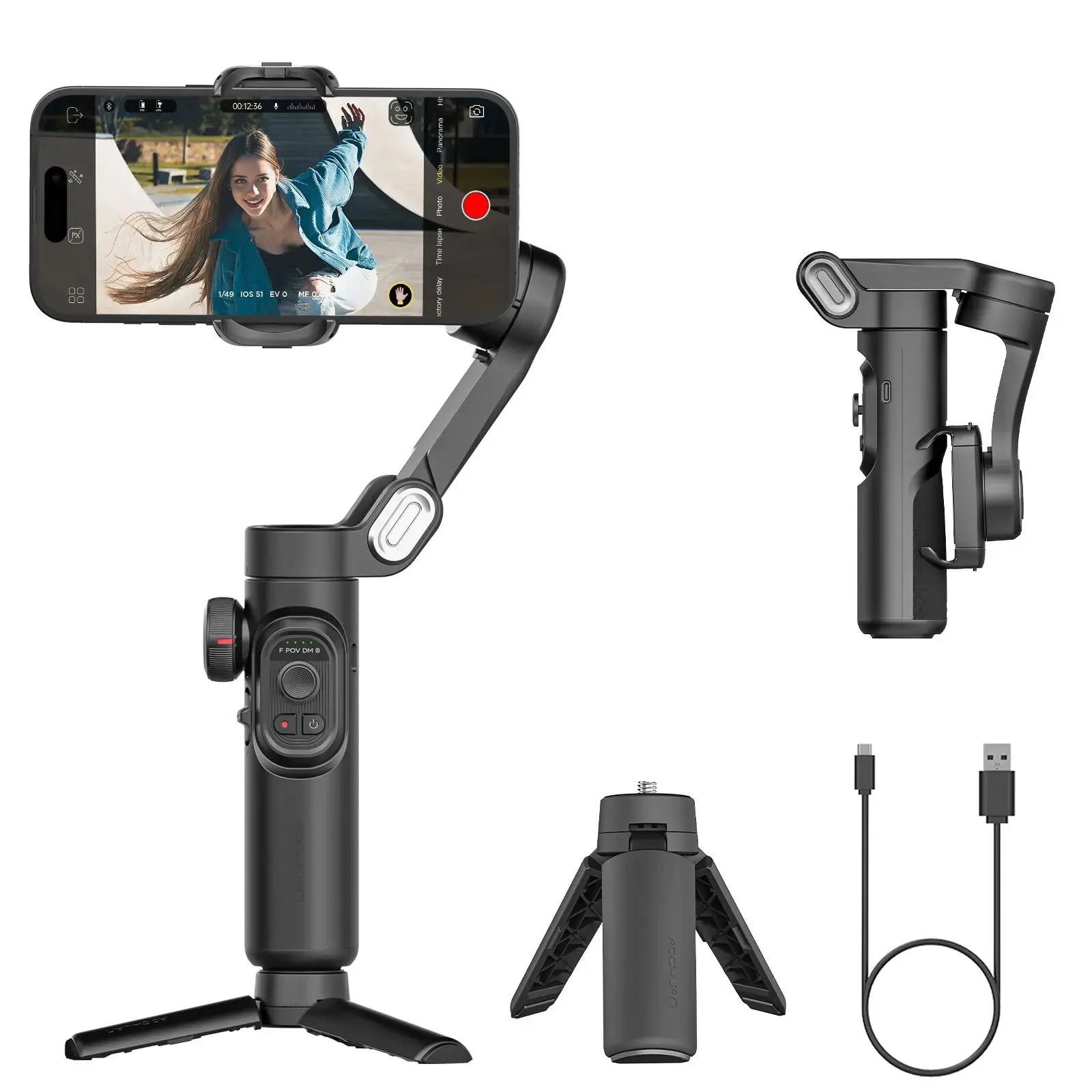 Smart XE Kit tripod Stabilizer for Smartphone Iphone Video Recording Magnetic Fill Light 3-Axis Foldable Android Gimble
