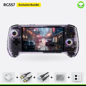 Anbernic RG557【Buy 1 Get 1 HDMI Cable(8K)+1 Multi-Port Adapter+1 Type-C Cable+Joystick Cap*2 Pairs 】 Android 14 AMOLED Touch Screen 1080*1920 Dimensity 8300 Processor Octa-core CPU Six-axis Gyroscope Sensor Ready to Use Gift Package