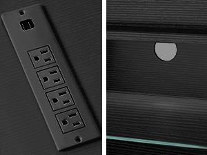 DWVO Black TV Stand with LED Lights and Power Outlet, Modern Entertainment Center for 55/60/65 Inch, Media Console Table TV Cabinet with Storage, Universal TV Stand for Living Room