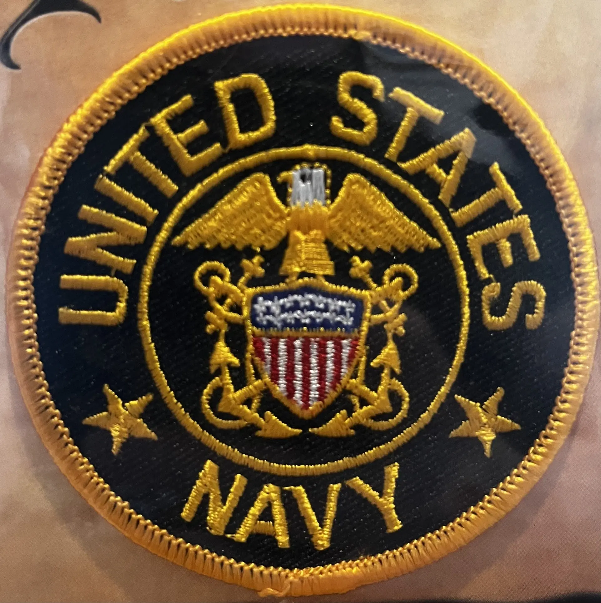 Navy Round Iron on Patch