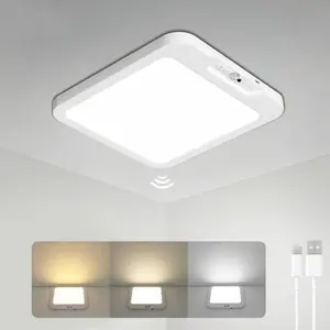 Smart Sensor Ceiling Light: Rechargeable Design, Adjustable Brightness And Color Temperature in Three Levels, Dual Sensing for Light And Human Presence, Providing Safe And Convenient Automatic Lighting for Your Hallway, Stairs, Closet, And Bathroom