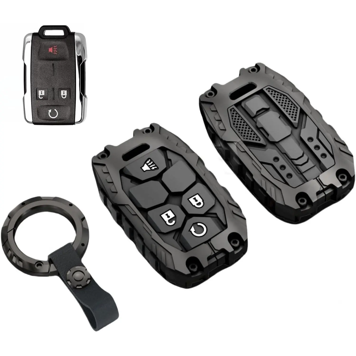 Heavy Duty Keychain Protector for Key Chain for Chevrolet Colorado Silverado Silverado Accessories (A-Type 4-Key), Car Key Cover, Automotive