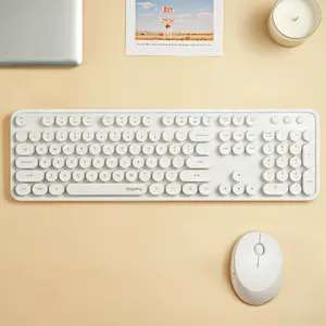 Mofii 1 Set White Keyboard and Mouse Combo, Wireless USB Connection, High-Profile Keycaps Full-Size Keyboard, Universal for Laptop and Desktop, US Qwerty (Batteries Not Included)