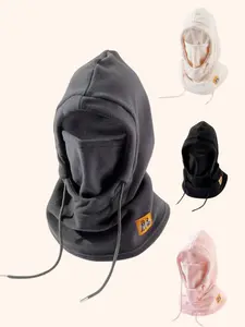 Unisex Warm Fleece Face Mask Scarf Hat Set, Windproof Ear Protection, Fashionable Multi-Functional Cap for Fall & Winter