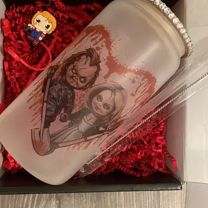 Bride of chucky frosted glass tumbler