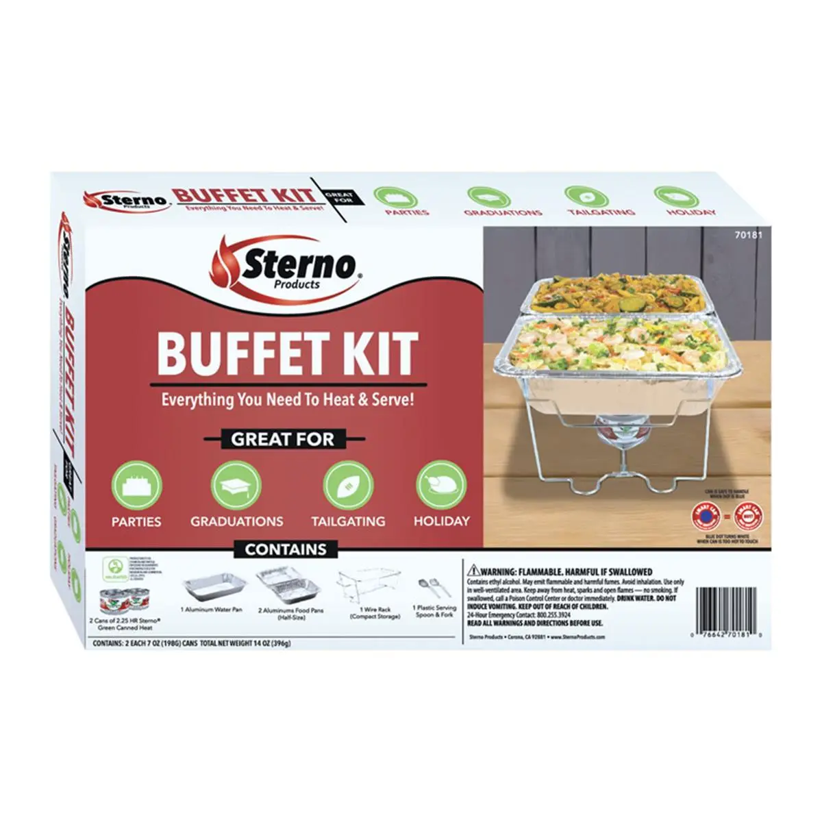 Sterno 6223390 Large Silver Buffet Set - Rectangular Aluminum Trays, Multiple Pieces for Parties
