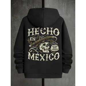 Men's Day of the Dead Printed Long Sleeve Hoodie Pullover Sweatshirt - Casual, Soft, Breathable Fabric Warm Autumn Winter Top
