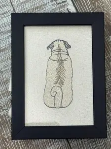 Pug Dog Machine Embroidered and Framed! Unique Canine Charm Tabletop Decor for Home or Office! Other Designs and Breeds Available! Desktop Decoration Signs