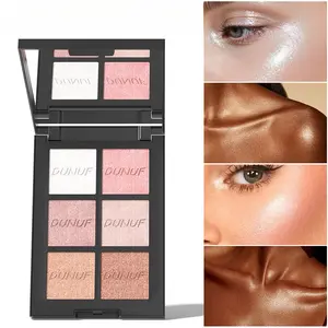 6-shade highlighter palette, fine shimmer highlighter, face highlighting palette, non-powdery highlighter palette, intense glitter highlighter, champagne gold highlighter, inner corner and tear trough highlighting, collarbone and body highlighting