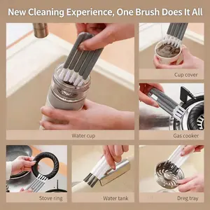 Multi-Use Cleaning Brush for Cup Lids, Keyboard Gaps, Bottle Caps, Curved Design, Air Cushion Comb, Efficient Gap Cleaner
