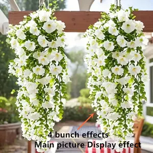 4pcs Artificial Colorful Flowers, UV-Resistant Morning Glory, Eucalyptus Vine, Festival Decor, Graduation Decor, Indoor Outdoor Decor