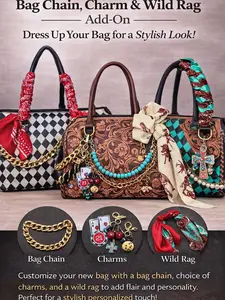 Bag Glow-Up Add-On Set Chain Charm & Wild Rag Western-Inspired Stylish Bag Accessories for Personalized Look live purchase