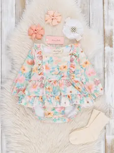 Sweet Butterfly Garden Ruffle Bubble Romper